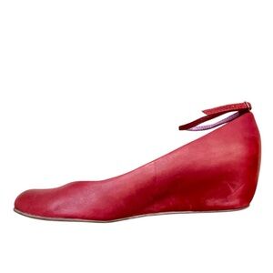 Jeffrey Campbell Maude Red Leather Wedge Shoes Rounded Toe Women's Size 9.5M